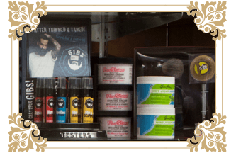 Products offered at the Groom Room Barber Shop